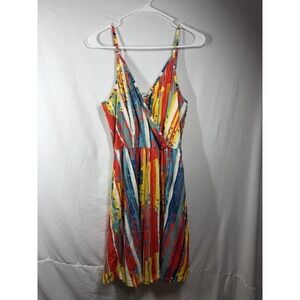 STYLEWORD Abstract Print V-Neck Maxi Dress Womens Size M Sleeveless Boho Sundres